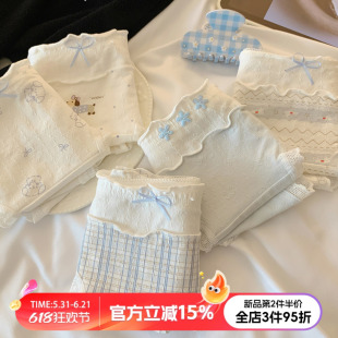 森日和叶奶气蓝可爱小狗波点内裤女生纯棉裆甜美高颜值女士三角裤