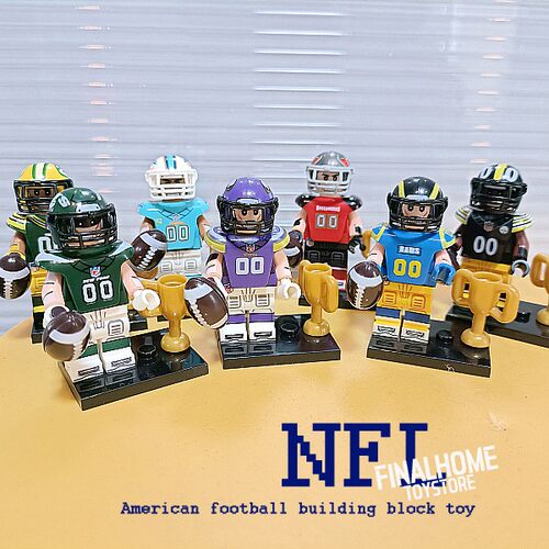 NFL美式足球大联盟橄榄球积木人关节可动玩具玩偶公仔周边摆件