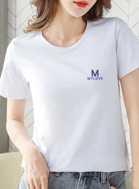 高级感纯棉短袖宽松白色t恤女2024年新款夏装薄款体恤显瘦上衣潮