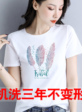 小雏菊t恤女短袖纯棉2025年新款夏季白色宽松百搭洋气印花上衣潮