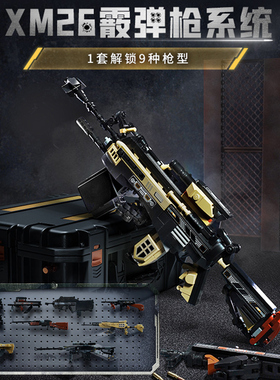 军事武器XM26霰弹枪Groza AUG突击步枪FNF2000男孩拼装玩具礼物