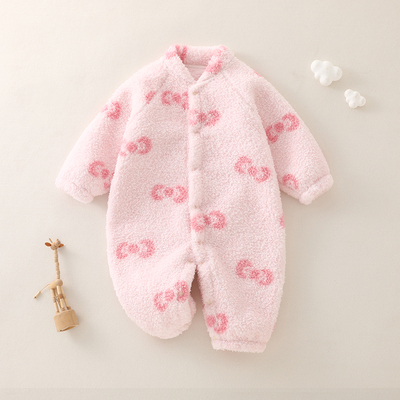 婴儿春秋冬加绒长袖连体外出服