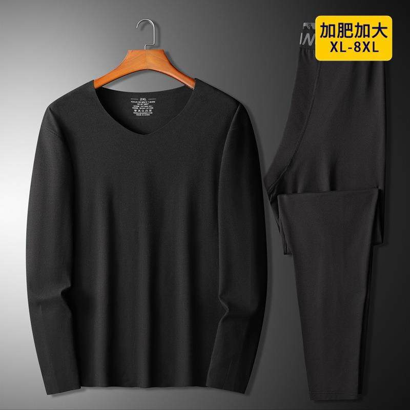 秋冬新款大码男士胖子保暖内衣加肥加大号德绒含羊绒秋衣秋裤套装