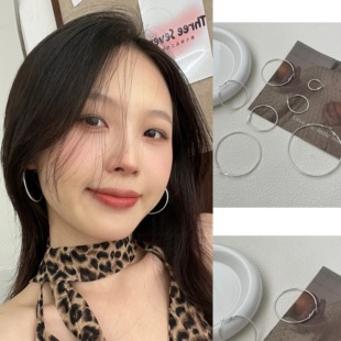 叁七 · 金银色素圈大耳环亮面s925纯银圆圈耳饰欧美风清冷感耳环