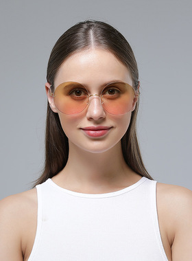 林德新款lind无框偏光墨镜2395大脸显瘦圆框户外开车防紫外线镜框