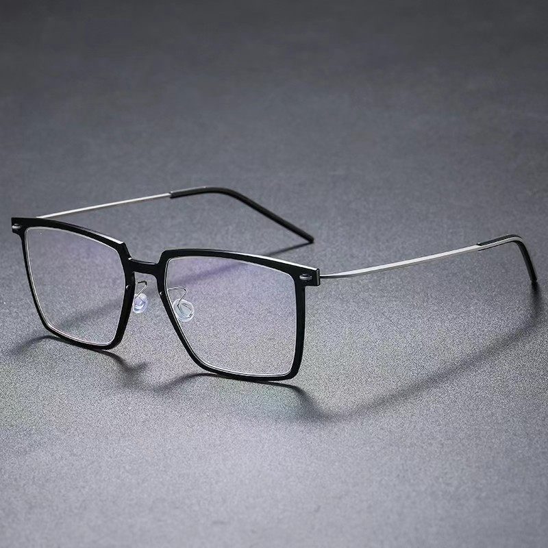 林德新款lind眼镜架6577男大框多边无螺丝超轻纯钛近视眼镜配度数