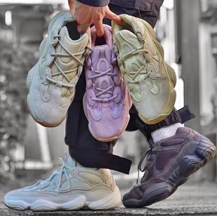 yeezy/椰子500黑武士海盐骨灰白大地水洗黑魂男女运动休闲老爹鞋