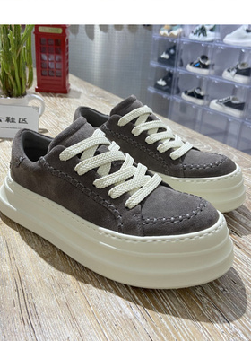 欧洲站男鞋时尚百搭手工板鞋透气真皮软底休闲鞋黑色低帮反绒鞋子