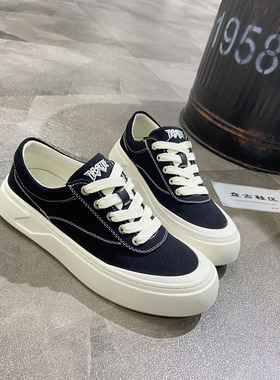 轻奢男鞋欧洲站休闲鞋百搭板帆布鞋走出潮流黑色软底精彩男款透气