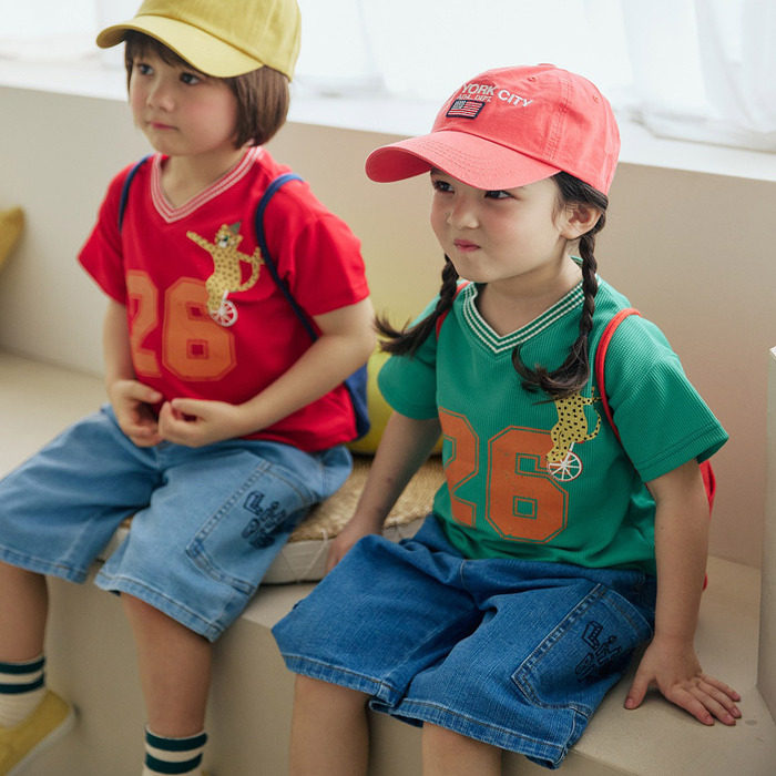 丢丢2025儿童夏装韩国童装新品男女童宽松休闲舒适短袖T恤M388