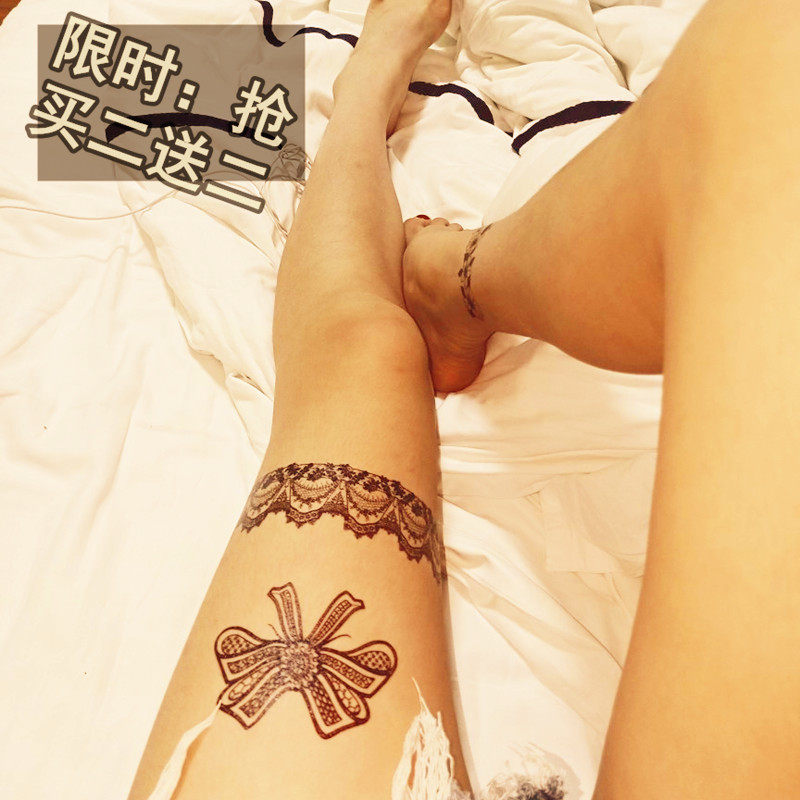 黑色蕾丝纹身贴暗黑个性女生大腿性感防水持久蝴蝶结花边脚环诱惑|ruв категории Косметика, роспись по телу - от Buy2taobao.com для оказания профессиональной услуги покупки агента Taobao