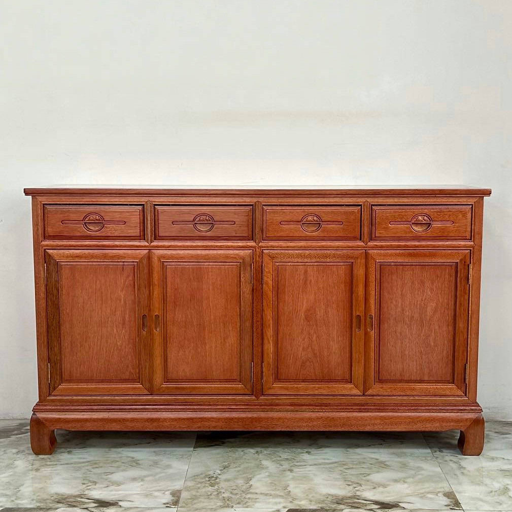 红木家具缅甸金花梨木色全实木储物柜客厅玄关柜中古风厨房餐边柜