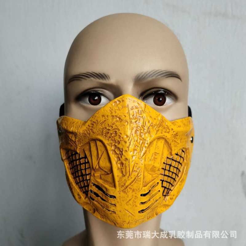 万圣节面具格斗游戏真人快打11蝎子半脸面具恶搞化妆自拍表演道具