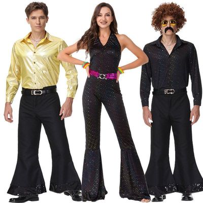 万圣节成人cos迪斯科嘻哈歌手情侣服装舞蹈演出80年代复古演出服
