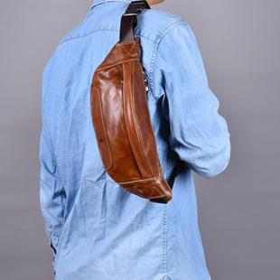 真皮腰包男款高端男士小腰包纯头层牛皮小型轻便潮牌时尚斜挎胸包