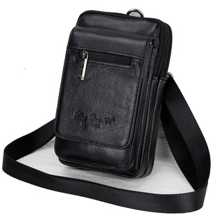 新款全真皮男士小包 多袋手机包斜挎腰包 纯头层牛皮随身男肩跨包
