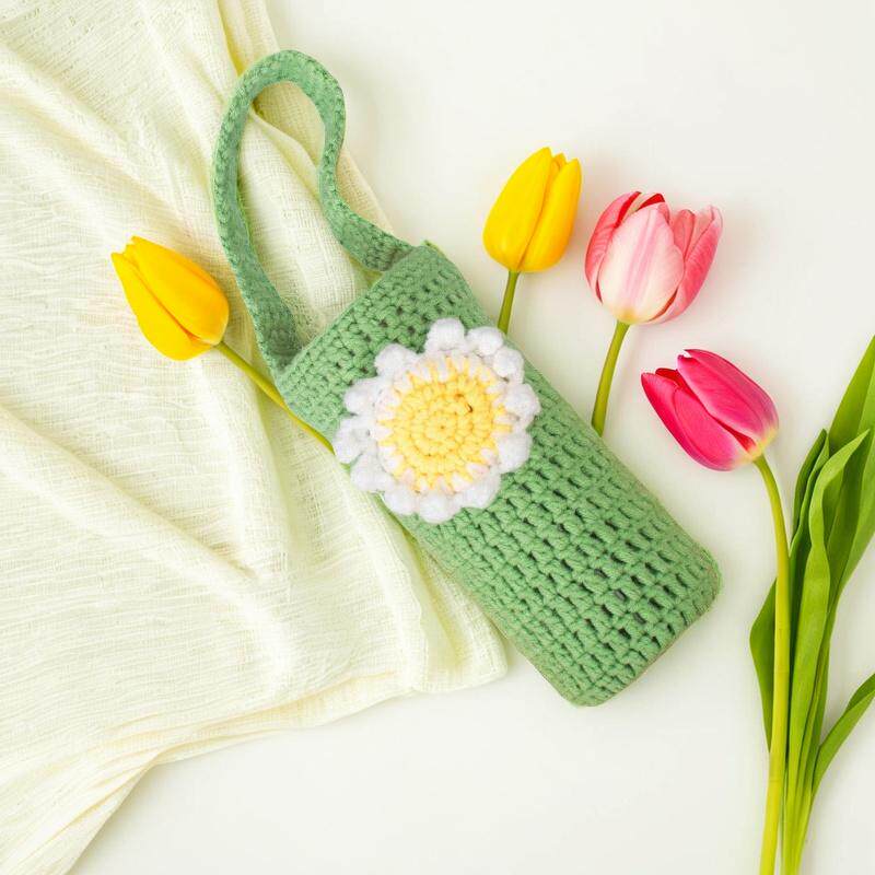 杯套斜跨长背带保温杯玻璃杯通用保护套毛线可爱手工钩织水杯套,餐饮具,杯套,淘宝优惠券,粉丝福利购,淘宝优惠卷