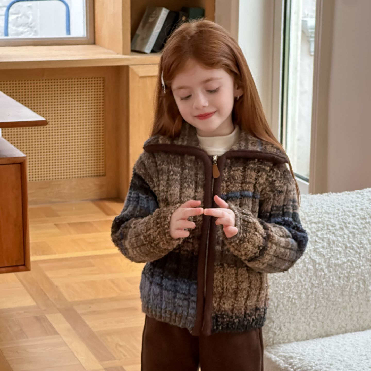 GOLI·美式复古提花长袖毛衣外套