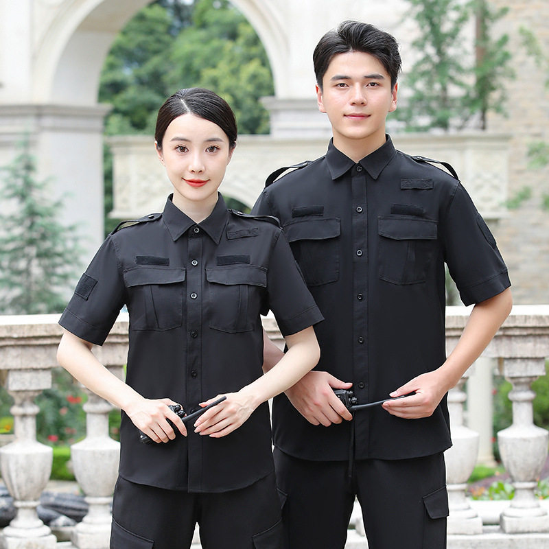 速干夏短战训服保安服斜纹短袖男