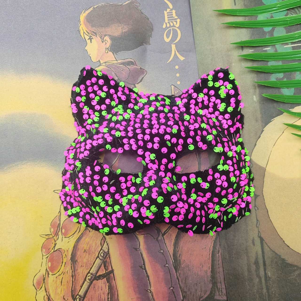猫女面具蕾丝眼罩半遮脸面纱亮片