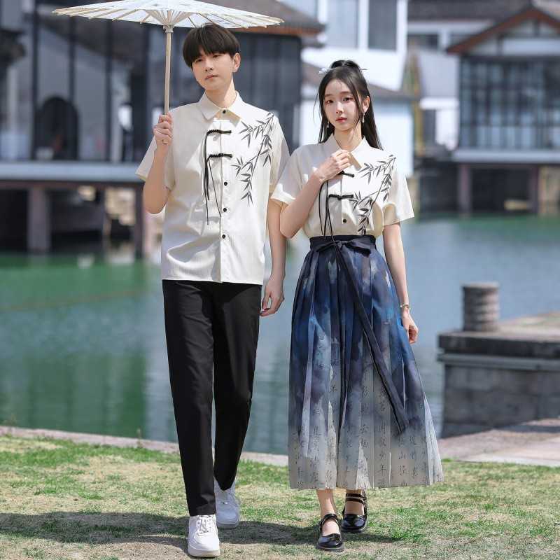 新中式学生班服汉服衬衫套装夏季