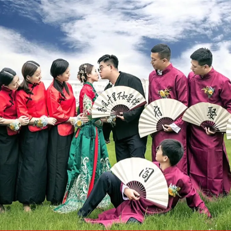 中式结婚伴郎团礼服男士长衫大褂民国古装相声班服姐妹团伴娘服B1