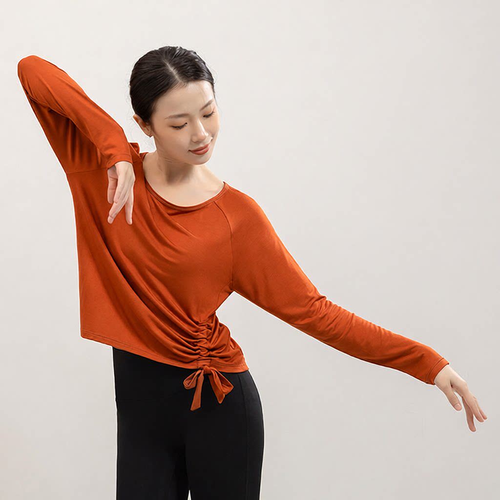 舞蹈练功服女春秋长袖宽松抽绳