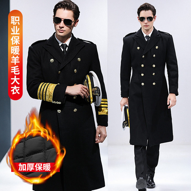飞行员机长羊毛呢外套加厚加棉