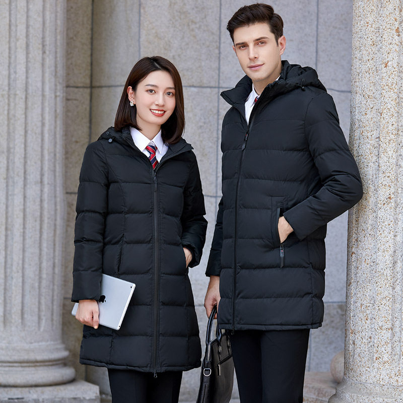 男女同款加厚黑色羽绒棉服冬季