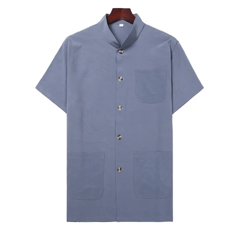 爸爸夏装冰丝短袖唐装男中老年人宽松中式爷爷衣服中凉感男装现货