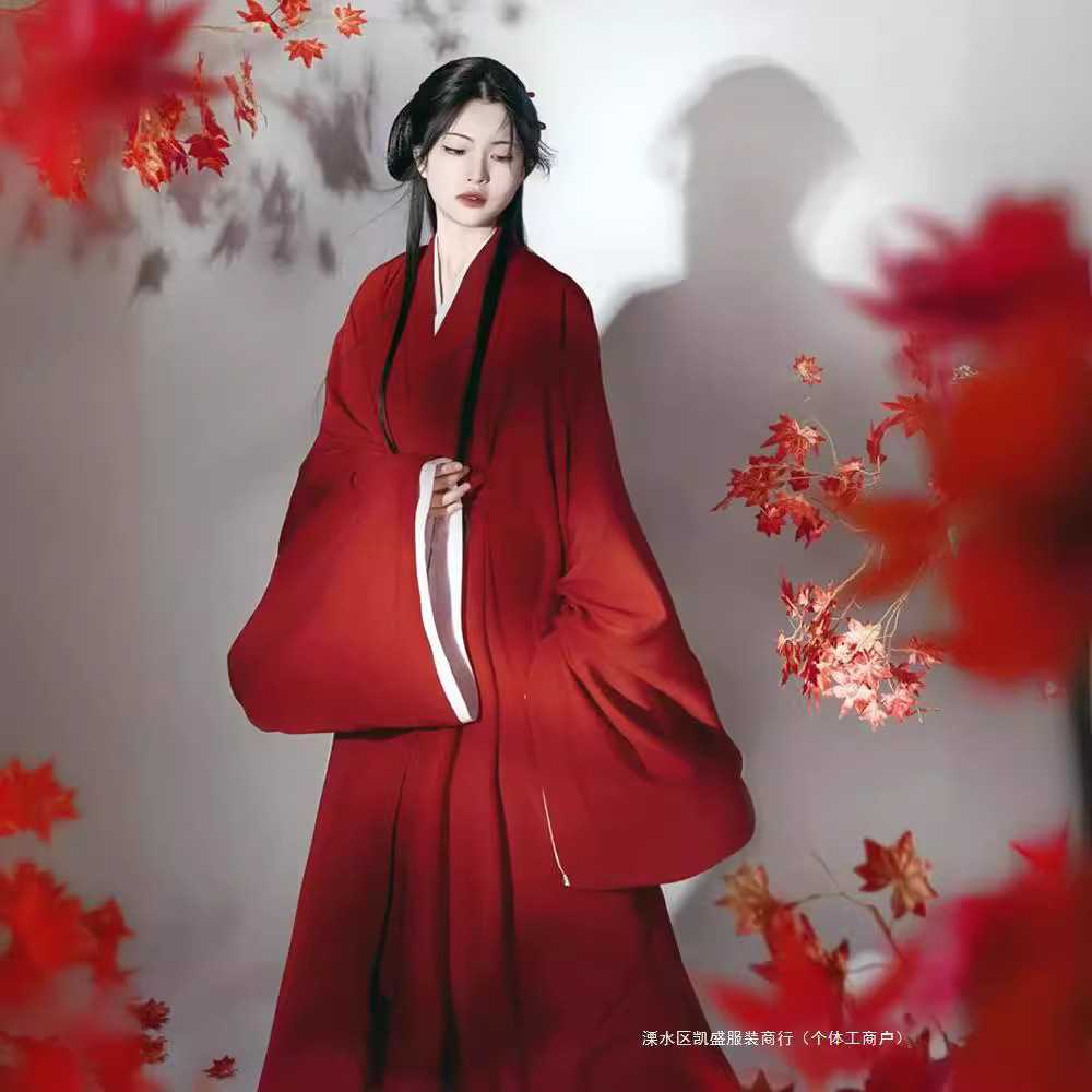 红色成人汉服女侠风魏晋大袖衫