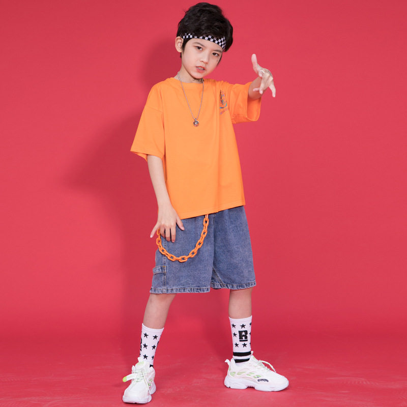 嘻哈夏季套装恤牛仔短裤两件套