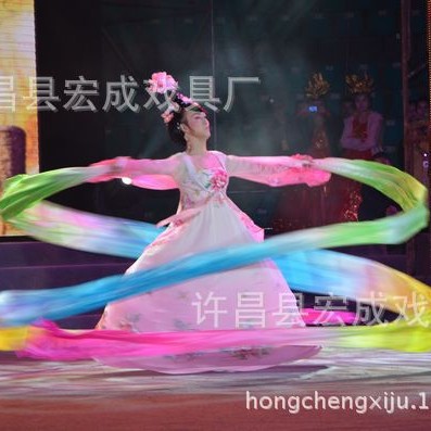 舞蹈彩绸长绸七彩李玉刚飞天舞