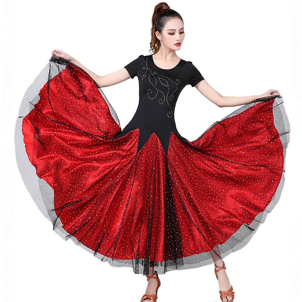 练习裙舞蹈长裙交谊舞连衣裙亮片