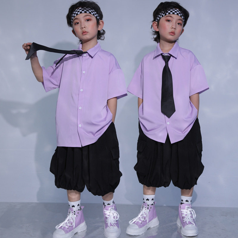 男童街舞潮服儿童衬衫套装嘻哈