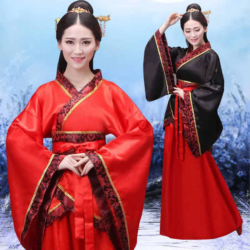 古装女唐装汉服正规双绕曲裾表演服写真仙女风襦裙成人礼演出服装