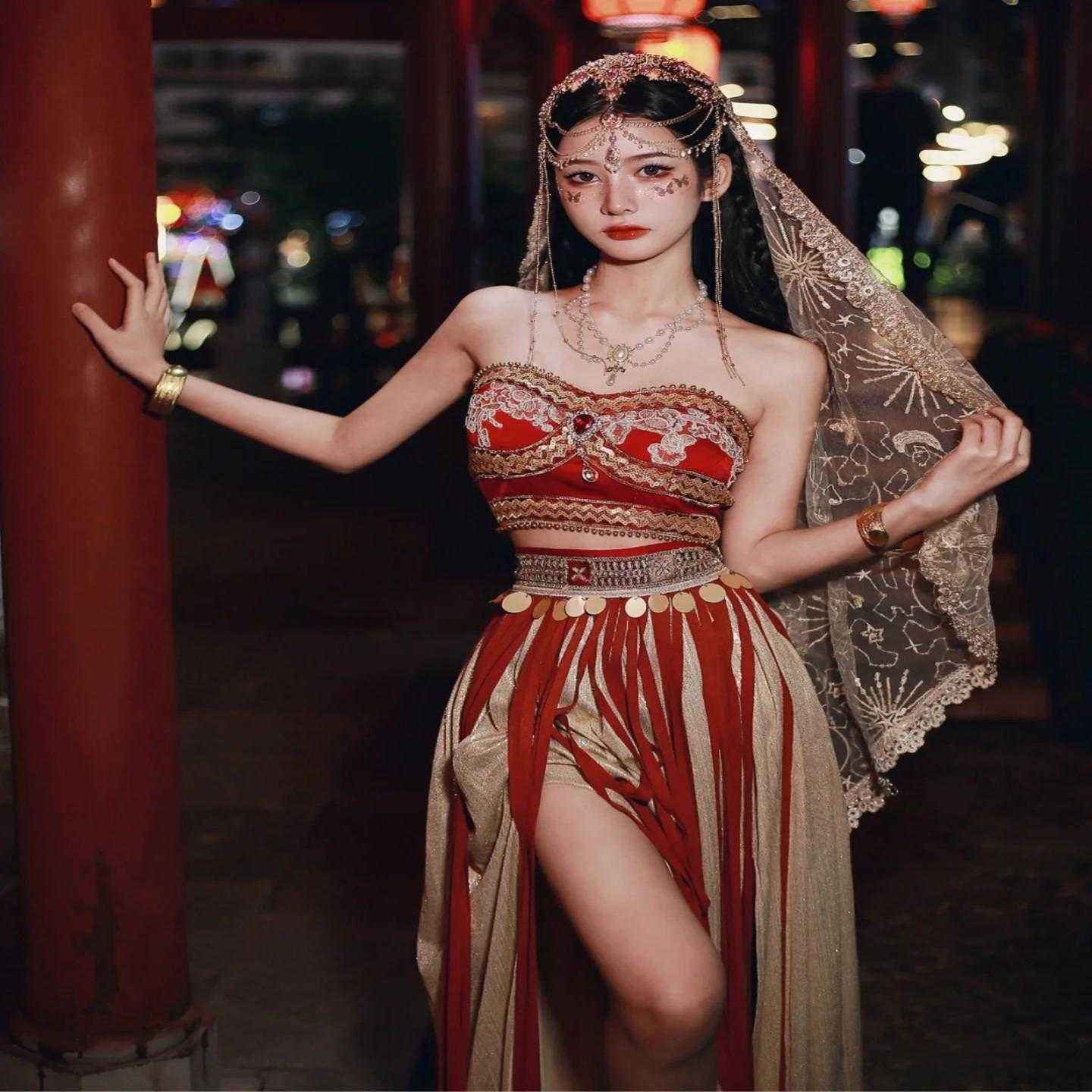 敦煌飞天舞蹈演出服女异域风情