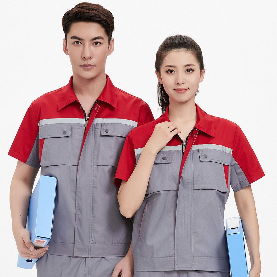 夏季工作服套装男薄款批发短袖