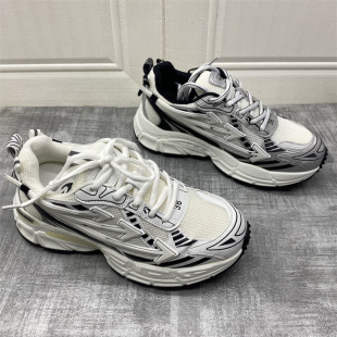 2026春夏新款真皮女鞋透网透气老爹鞋潮流酷飒风外穿精品休闲鞋