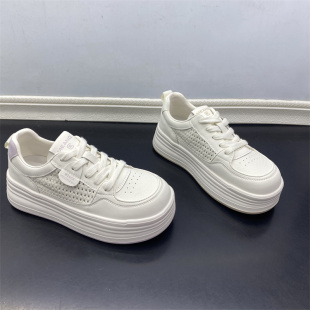 2026春夏新款真皮女鞋精品小白鞋包头厚底细带百搭学生款减龄单鞋