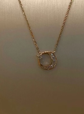 半月细项链月牙闪闪钻极简小众锁骨链轻奢轻高级奢精致情人节礼物