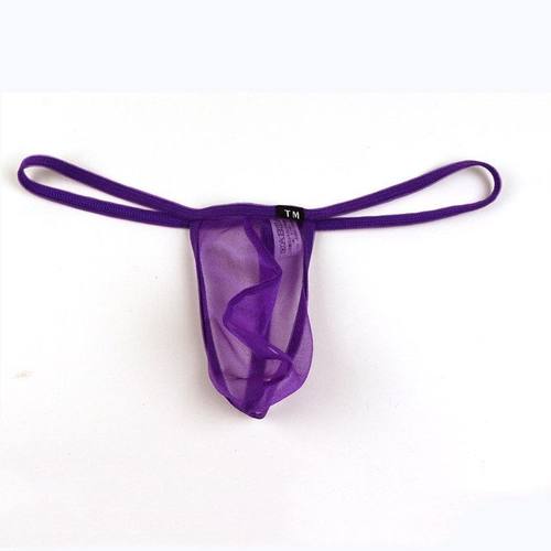 新款男士网纱丁字裤半透明性感小囊袋t裤纯色男生内裤夏季裤批发