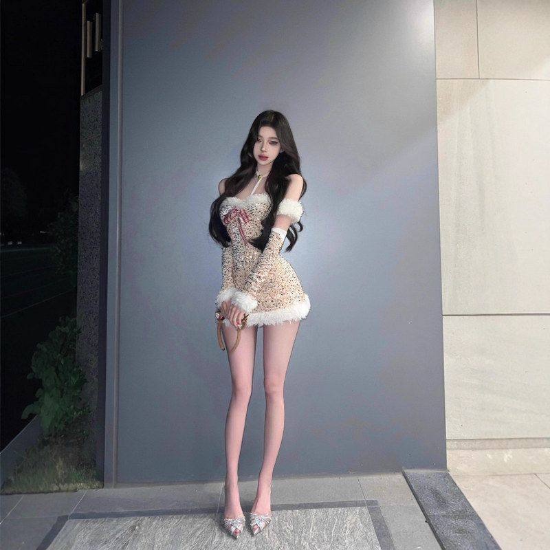 礼盒装情趣圣诞战袍氛围感闪片挂脖抹胸连衣裙秋冬性感收腰包臀裙,女装/女士精品,大码套装,淘宝优惠券,粉丝福利购,淘宝优惠卷