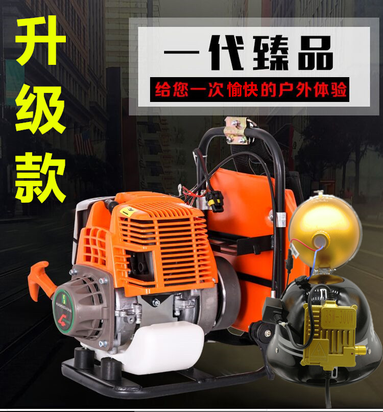 新款500瓦汽油机12v大功率发电机户外背负式疝气灯野外照明机