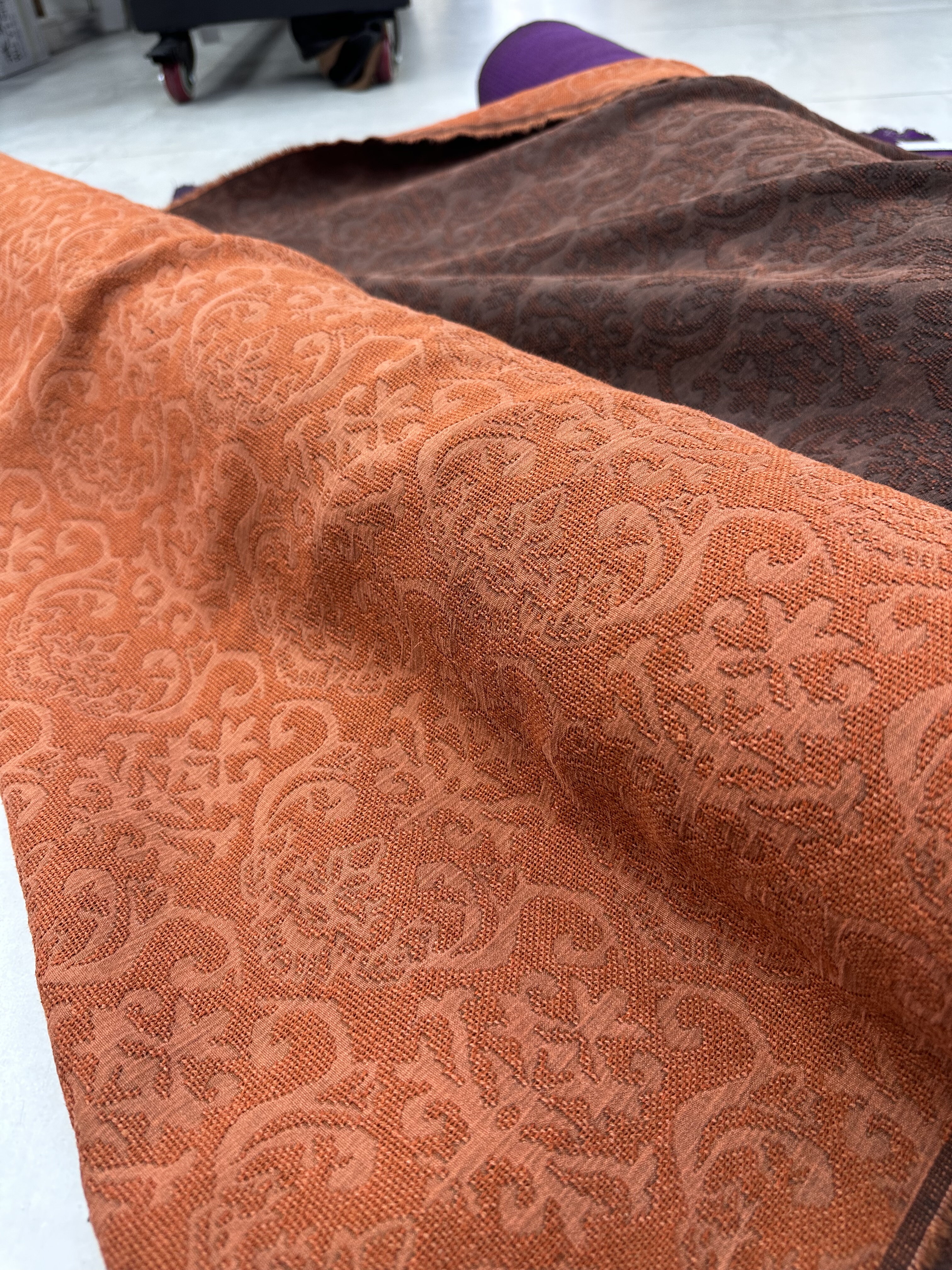 顺德非遗柞蚕丝香云纱秋冬款加厚面料橘色系一米拍10件