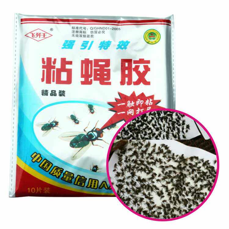 飞歼王强引粘蝇胶苍蝇纸苍蝇贴强力粘蝇板灭蝇药粘蝇纸100片包邮