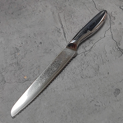 日本大马士革钢AUS10面包刀锯齿刀切瓜果吐司法棍蛋糕刀库存清仓