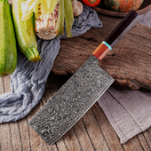 67层大马士革钢菜刀具日式 八角柄切片小菜刀厨师刀锋利切瓜果菜肉