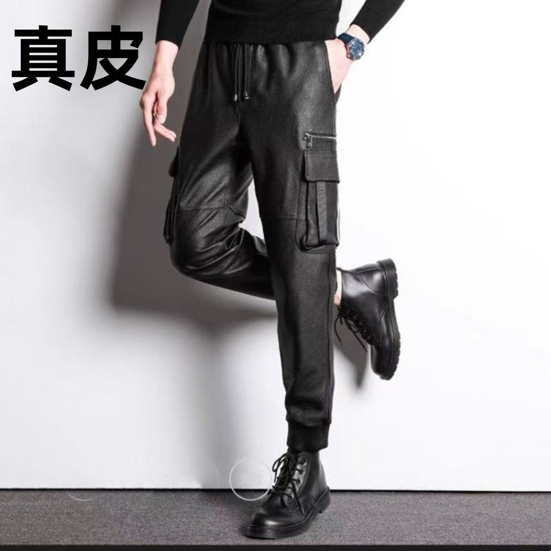 秋冬新款骑行摩托车真皮皮裤男牛皮裤哈伦裤长裤子男宽松潮流时尚,男装,皮裤,淘宝优惠券,粉丝福利购,淘宝优惠卷