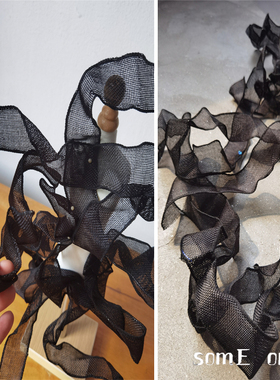 黑色可塑麻花边 包边辅料婚庆装饰特殊夸张舞台演出服装蓬蓬边布